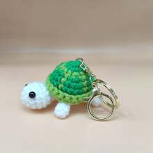 1个可爱小乌龟金色钥匙扣迷你手工钩织娃娃吊坠羊毛钩织小乌龟饰品针织钥匙扣吊坠女士包包配饰汽车钥匙扣 - 彩色 - 查看 7