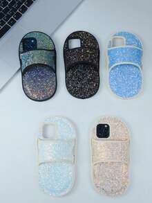 Sequins,Diamond Slippers, Apple Series Phone Cases, Shiny And Unique Style, Fashionable - Light Blue - View 3