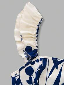 女士优雅两件套：印花吊带背心和半身裙，收腰显瘦，适合度假穿着，法式短袖吊带背心搭配飘逸半身裙 - 彩色 - 查看 9