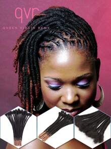 QVR QUEEN VIRGIN REMY 1件渐变棕色编织接发，柔软合成纤维，0.8厘米宽，男女通用，100%巴西原生雷米发，适合日常使用 - 彩色 - 查看 5