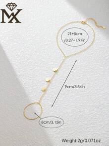 SYMFNY 1pc Minimalist 925 Silver Disc Pendant Anklet, Suitable For Women's Summer Vacation, Beach, And Daily Wear - Yellow Gold - View 7