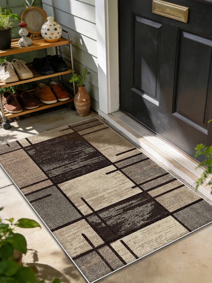 1pc Entryway Doormat, Home Entrance Rug For Foyer, Hallway, Corridor, Imitation Linen Material, Suitable For Various Entrance Doors, Washable And Easy To Maintain, Applicable For Entryway, Balcony, Bathroom, Kitchen, Bedroom Entrance And Other Scenarios - Multicolor - View 1
