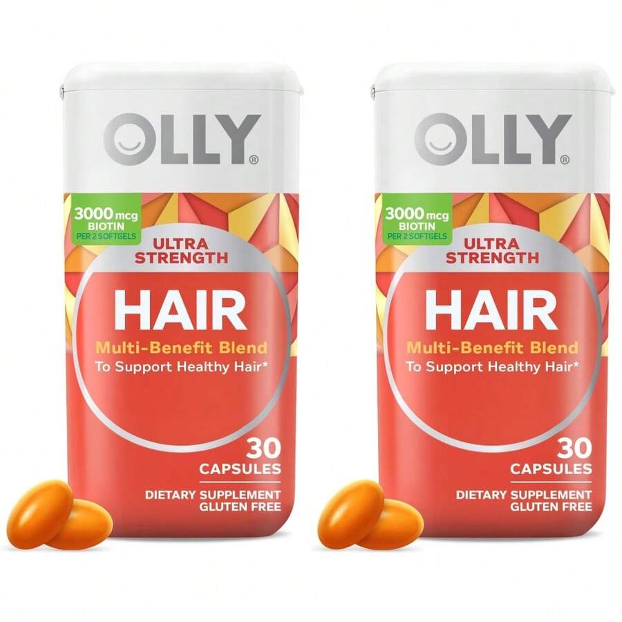 OLLY Ultra Strength Hair Softgels, Supports Hair Health, Biotin, Keratin, Vitamin D, B12, Hair Supplement, 30 Day Supply - 30 Count (Packaging May Vary) - 30 片裝(2 盒) - 查看 1