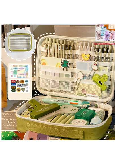 1pc Large Capacity Pencil Case, Portable Pencil Box, Stationery Organizer Pencil Storage Bag, Convenient Pencil Holder