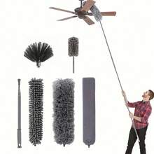 2/3/4/6pcs Microfiber Duster Set, Extendable Feather Duster Handle, Reusable Flexible Cleaning Duster, Lightweight And Washable, Suitable For Ceiling Fan, Car - Multicolor - View 11