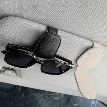 1 pieza Clip universal para gafas de sol de visera de coche - Soporte de gafas de material de PU antideslizante con función de liberación rápida, sujeta firmemente gafas de moda/gafas, se adapta a todos los modelos de vehículos Accesorios