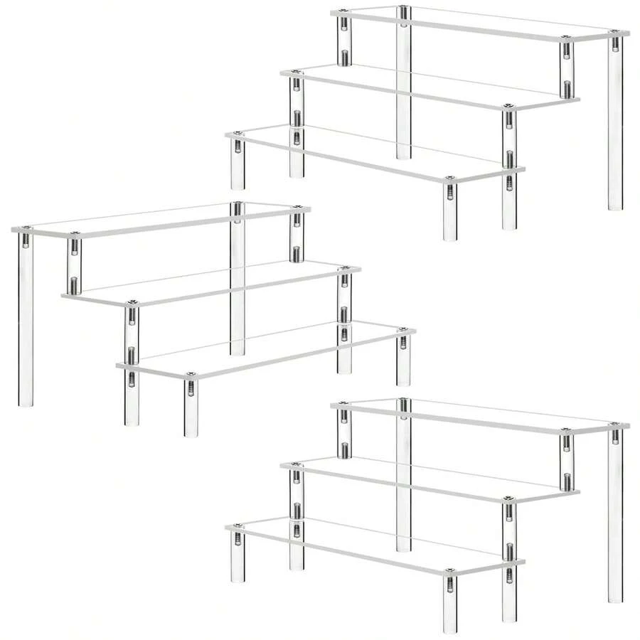 4 Tier Acrylic Display Risers, Clear Perfume Organizer Stand, Large Cupcake Stand Holder, Dessert Display For Party, Display Shelf For Figure And Collection, Riser Stand For Decoration And Organizer - one-size - View 1