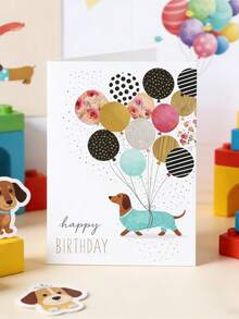 12张可爱腊肠犬生日贺卡,带信封,适合婴儿派对装饰、宠物生日派对用品、小狗生日装饰、送给孩子、朋友和爱狗人士的生日礼物 - 臘腸狗 - 查看 8