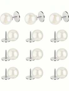 12pcs No-Sew Detachable Reusable Pearl Rivet Buttons, Suitable For Clothing Crafts, White Snap Buttons, Elegant DIY Fashion Accessory (12mm) - White - View 1