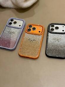 Ốp lưng điện thoại sang trọng lấp lánh 3D đính kim cương hình nơ, gọng trong suốt, hiệu ứng chuyển màu gradient, tương thích với iPhone 17 Pro Max, 17 Pro, 17, 16 Pro Max, 16 Pro, 16, 15 Pro Max, 15 Pro Max, 15 Pro, 14 Pro Max, 14 Pro, 14, 13 Pro Max, 13 Pro, 13, 12 Pro Max, 12 Pro, 12, 11. Ốp lưng acrylic dẻo dễ thương cho mùa hè. - màu đen - Xem 4