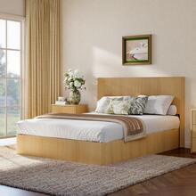 Modern Bed With Grooved Design And Hydraulic Lift System – Large Storage Space, Stable Solid Wood Slats, Easy-Care Surface – 160 X 200 Cm – Light Oak - Oak Color + 160cm + 200cm - View 9