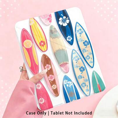 Resort Style Acrylic Crystal Painted Tablet Protective Case With Stand, Suitable Compatible With Samsung/Apple///Honor/// And Other Popular Models, Foldable Anti-Bending, Silicone Reinforced Corners, Auto Wake/Sleep Function, Built-In Pen Slot, Multi-Angle Foldable Stand - Perfect Daily Protection, Ideal Gift