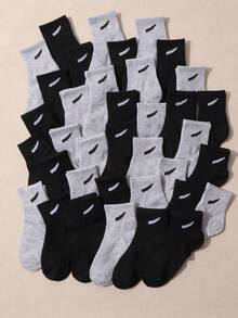10 Pairs Kids' Solid Color Casual Mid-Calf Socks - Multicolor - View 1