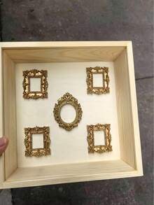 1个7.87英寸木质3D镂空相框，DIY迷你博物馆剪影盒，立体展示架，亚克力抛光表面，适用于干花、DIY艺术照片和特殊场合，家居和办公室装饰，照片和花卉组合相框，展示架 - 木質色 - 查看 7