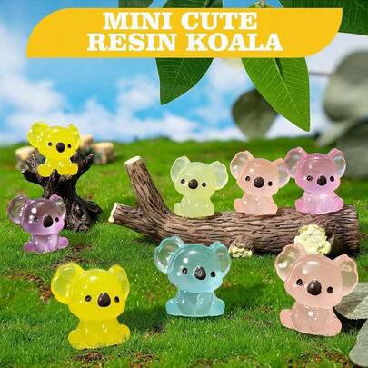 10/20/50个装 发光迷你树脂考拉微缩模型 小考拉，适用于DIY仙境花园微景观水族箱植物装饰，树脂动物，考拉，迷你动物