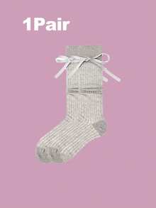 1 Đôi/3 Đôi Tất trang trí nơ phong cách Nhật Bản nhẹ - Phù hợp với mọi mùa, Y2k, ấm áp - Nhiều màu - Xem 13