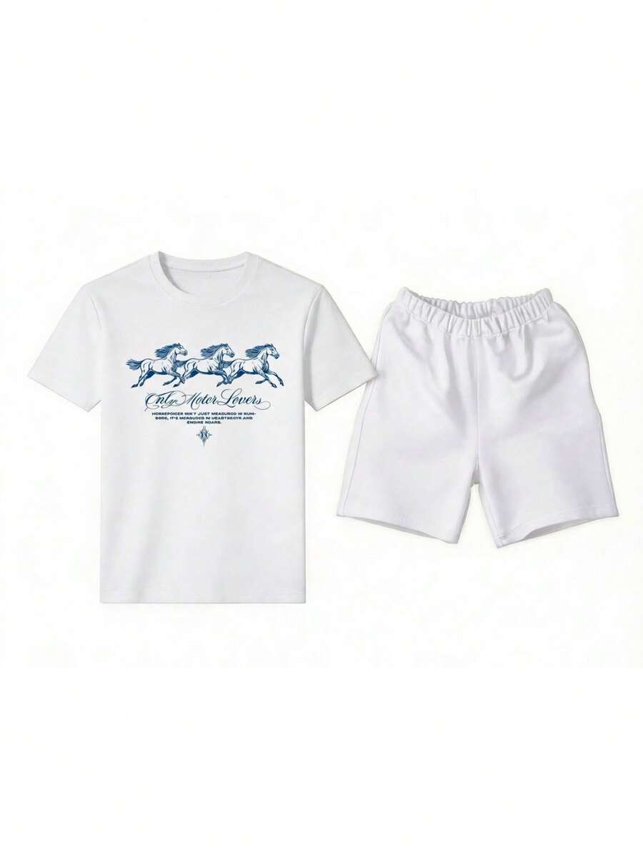 Men T-Shirt Co-Ords - White 1 - View 1