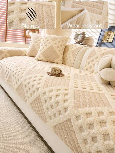 1pc Comfortable 4-Season Sofa Cushion Cover, Modern Minimalist Non-Slip Sofa Seat Protector, Washable Dust-Proof Sofa Slipcover, Fresh & Soft, Pet-Friendly, Fits L-Shaped Sofa, Bedroom, Office, Living Room