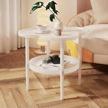 1pc Dual-Layer Sturdy Plastic Side Table, Modern Minimalist Solid Color Cloud-Shaped With Anti-Slip Edge, Storage Nightstand/Coffee Table Suitable For Living Room Bedroom Sofa - Multicolor - View 10