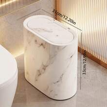 这款垃圾桶采用大理石和木纹图案设计，塑料材质，带内置把手，易于清洁，防锈，节省空间，非常适合浴室、洗衣房和家庭办公室等小空间使用。 - 垃圾桶 - 查看 3