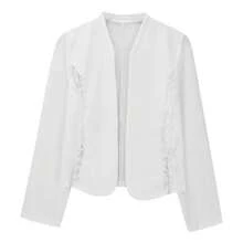 1pc Casual Daily Commute Versatile Lace Patchwork Stylish Cardigan Jacket - White - View 5