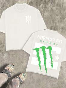 White Claw &  &  Collaboration Graphic Men's 230g Combed Cotton T-Shirt, Extreme Sports & Streetwear Enthusiast Short-Sleeve Top, Summer Crew Neck Top, Y2K Streetwear Suitable For Summer Daily Casual Wear,  Streetwear For Young People, Unisex - 白色 - 查看 1