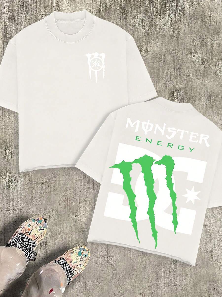 White Claw &  &  Collaboration Graphic Men's 230g Combed Cotton T-Shirt, Extreme Sports & Streetwear Enthusiast Short-Sleeve Top, Summer Crew Neck Top, Y2K Streetwear Suitable For Summer Daily Casual Wear,  Streetwear For Young People, Unisex - 白色 - 查看 1