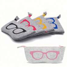 5pcs/Set Unique Soft Felt Eyeglass Cases - Colorful Eye Design, Portable Durable Fashion Eyeglass Holder, Unisex, Zipper Closure, Cute Eyeglass Case - Multicolor - View 6