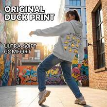 女士休闲趣味黄色小鸭印花卫衣，简约优雅长袖上衣，大码女式卫衣，抽绳口袋纯色卫衣，不对称可爱小鸭卫衣，讽刺卫衣，趣味卫衣，萌趣小鸭卫衣，心理健康卫衣，励志卫衣。常规尺码也有售。春季款 - 灰色 - 查看 5