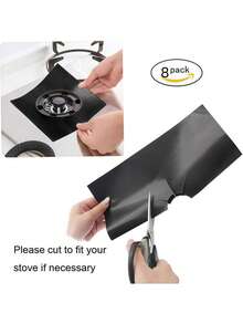 4/8/10片装耐热可水洗防油防污燃气灶清洁垫，可重复使用清洁垫，厨房工具，炉灶垫，厨房清洁用品，户外烧烤垫，烤盘垫，防油垫 - 彩色 - 查看 3