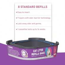 Cartucho compatible con Litter Cat Genie Standard Plus XL XL+ Recambios de cubeta 7 capas con control de olores para mascotas paquete de 8 - Paquete de 8 - Ver 5