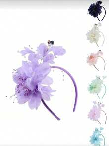 1件优雅女士肯塔基德比帽、茶会帽、婚礼头纱发夹 - 彩色 - 查看 7