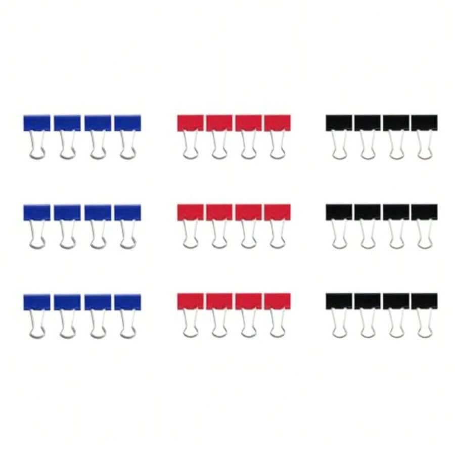 36 Pcs Mini Binder Clips 5/8 Inch 15mm Colored Binder Clips Paper Clamps Mini Size For Office Plies 3 Vibrant Colors - As Pic - View 1