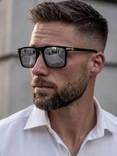 1 par de gafas de hombre de unicolor de moda con montura cuadrada de PC para viajes y vacaciones