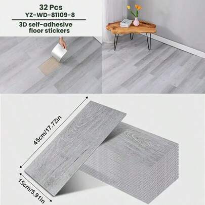 Adhesivos de suelo con apariencia de madera, baldosas de vinilo autoadhesivas, adhesivos de pared, adhesivos de suelo antideslizantes 3D con apariencia de madera, adhesivos de pared impermeables, fáciles de instalar, adecuados para sala de estar, dormitorio, balcón, baño, cocina, oficina, suelo de vinilo impermeable
