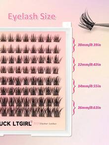 96片D型卷翘蓬松假睫毛簇，长度10-16毫米，浓密超轻盈，DIY单根嫁接睫毛 - D - 查看 3