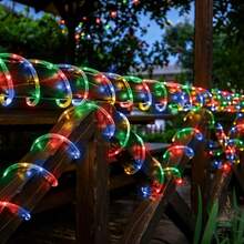 Đèn dây LED năng lượng mặt trời dẻo, thích hợp để quấn quanh cây cối, hàng rào, cột trụ, thiết kế DIY, đèn ngoài trời năng lượng mặt trời bằng PVC trong suốt, 8 chế độ chiếu sáng, chống nước IPX4, thích hợp cho sân vườn, hiên nhà, trang trí ngày lễ. - ánh sáng màu - Xem 3