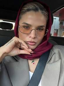 1 chiếc kính râm thời trang nữ gọng nửa khung kim loại hình vuông kiểu mắt mèo, kiểu dáng sành điệu, phù hợp cho các hoạt động hàng ngày, lái xe, du lịch, trình diễn thời trang, tiệc tùng và các dịp khác. - Nhiều màu - Xem 12