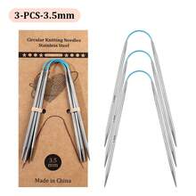 3pcs 9.06 Inch Stainless Steel Circular Knitting Needles, 2.0mm-6.0mm Sizes, Round Weaving Tools, Essential For Knitting Sweaters, Socks, Sleeves, Great For Smooth And Even Yarn - 3 Circular Knitting Needles - View 10
