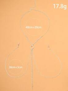 1 pieza Anillo de pezón con colgante de metal cónico plateado y sexy, joyería corporal para mujer con diamante de imitación - Plateado - Ver 6