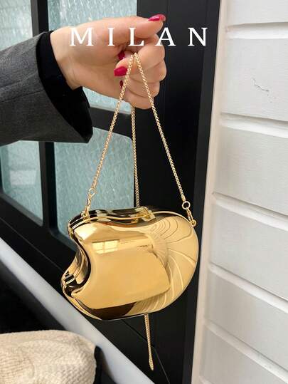 Solid Color Acrylic Shiny Metallic Mini Lipstick Shape Apple Evening Bag, Handbag, Shoulder Bag, Clutch Wallet