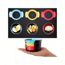 4件套三合一切蛋器/切丁器 - 可用于切片、切丁和切碎鸡蛋、水果和蔬菜 - 厨房工具和小工具 - 彩色 - 查看 8