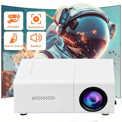 Tangle-Free Astronaut Astronaut Theme Graphics 1080P Portable Projector, USB Powered, Built-In Stereo Speakers, Keystone Correction, Remote Control, Compatible With Multiple Devices, Home Cinema Outdoor Camping Movie Projector, Enhancing Your Movie, TV And Gaming Experience Spring Gift Party