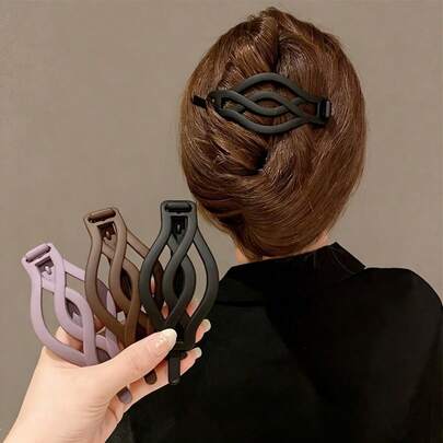 优雅哑光扭结发夹 - 时尚字体设计女士发夹，结实耐用的马尾辫发圈 - 甜美简约，适合日常佩戴、派对、婚礼 - 耐用材质，时尚达人必备单品