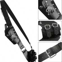 Renaissance Style Faux Leather Sword Shoulder Strap, Multifunctional Leather Crossbody Strap With Double Sheath Set, Pirate Themed Halloween Accessory - A - View 9