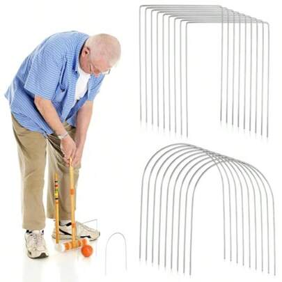 Juego de 18 piezas de mimbre de croquet de 11.5 x 6.1 pulgadas cuadrados de reemplazo para aros de metal de croquet con mimbre galvanizado a prueba de óxido de repuesto para césped patio trasero