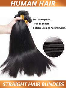 Straight Human Hair Bundles Raw Virgin Unprocessed Long Hair Extensions Bone Straight Bundles Double Weft Bulk Braiding Hair For Daily Use - Natural Black - View 3