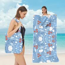 二合一可折叠印花沙滩巾，多功能沙滩毯，带收纳袋 - A - 查看 1