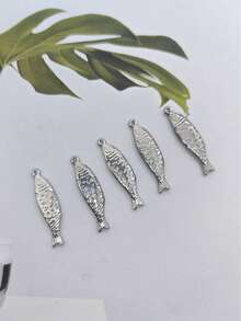 5pcs Minimalist Ocean Element Fish Shaped Pendant, Suitable For Daily Use - Silver - View 6