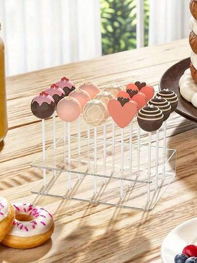 1pc Acrylic Cake Pop Stand - 15 Holes Transparent Lollipop Display Rack, Suitable For Colorful Candy Sticks, Cupcakes And Desserts, Great For Parties And Events, Dessert Display, Vertical Stand